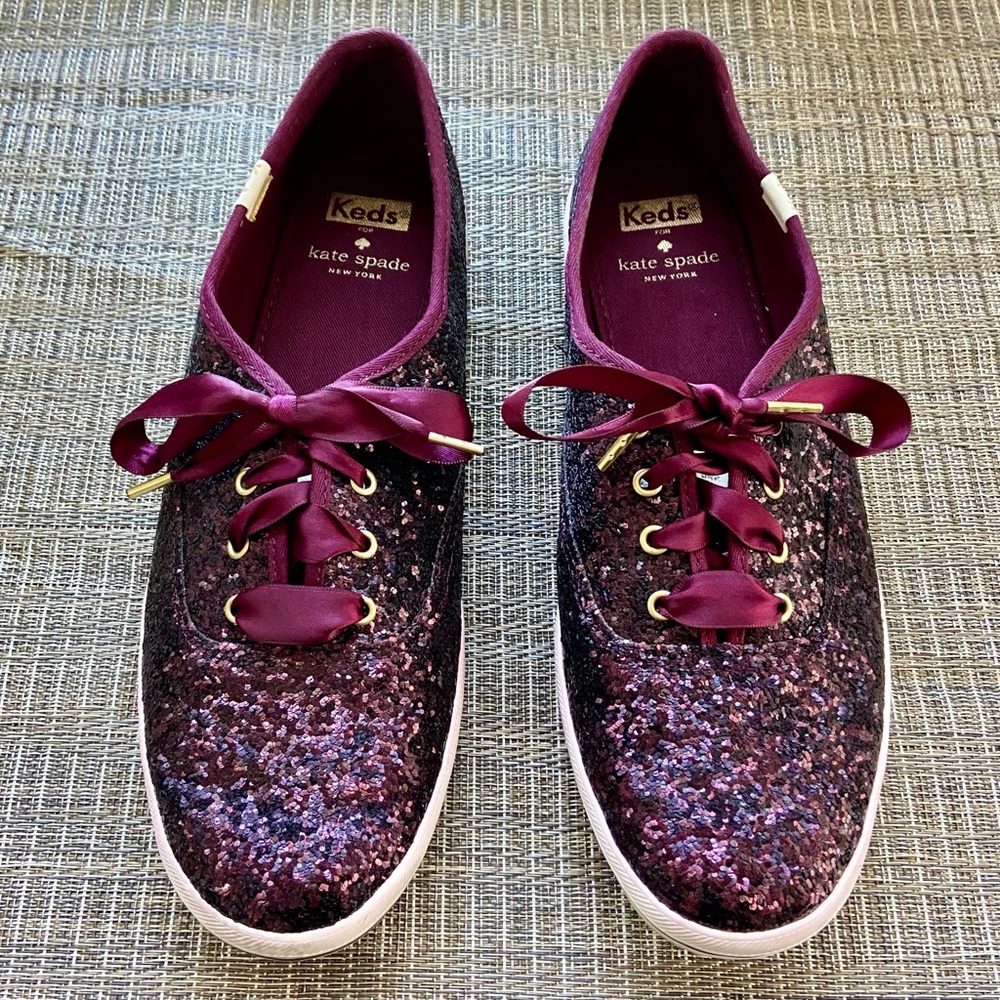 Keds x Kate Spade Champion Glitter Women Lace Up Sneakers Size US 10 Color Grape